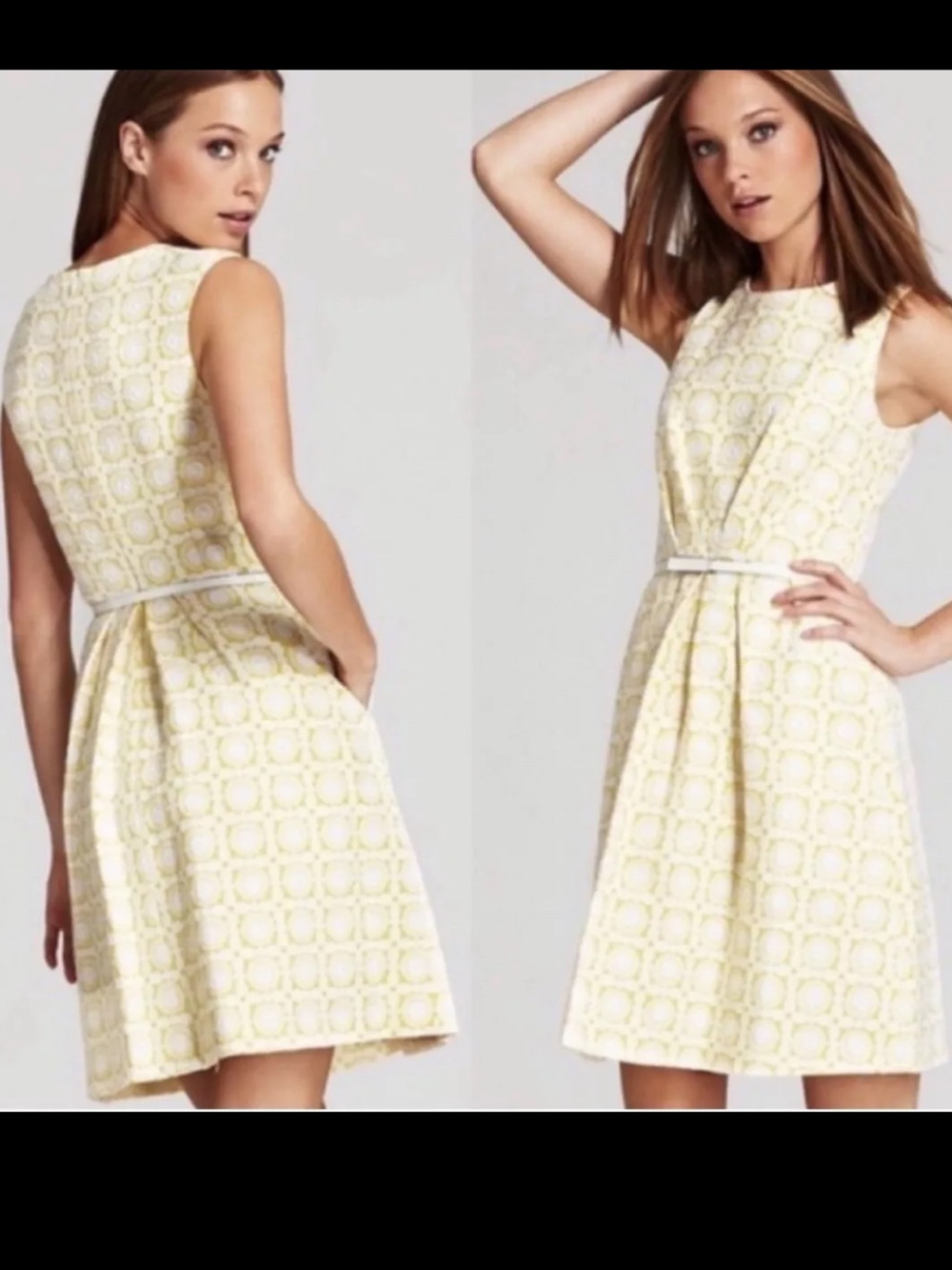 Trina Turk Yellow and White jacquard sleeveless dress - Picture 5 of 7